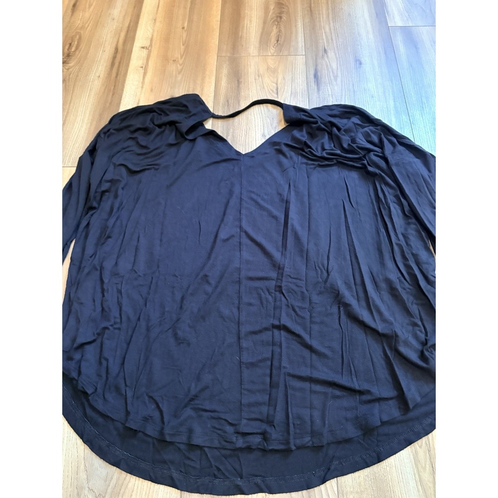 Gap Luxe Luxuex V-neck Shirt Blouse Long Sleeve Black XXL Plus Sift Comfy - Picture 4 of 4